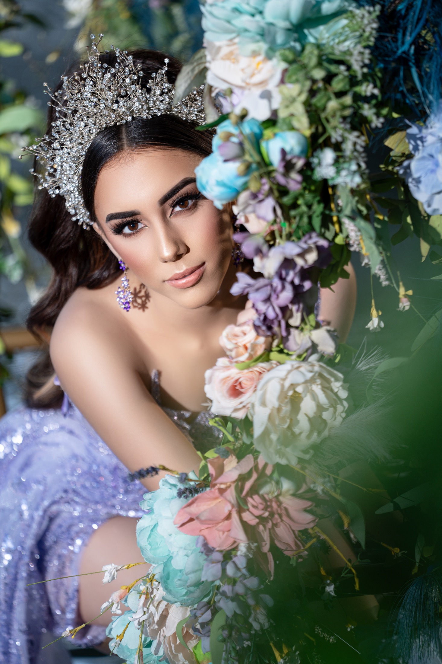 Floral quinceañera beauty portrait